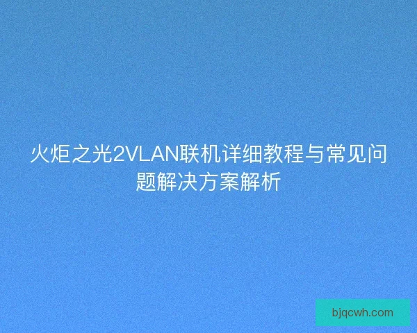 火炬之光2VLAN联机详细教程与常见问题解决方案解析